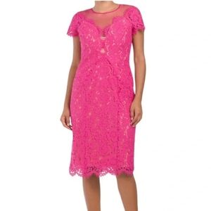 Rene by Rene Ruiz Collection lace fuchsia Pink Lined sheath dress 8